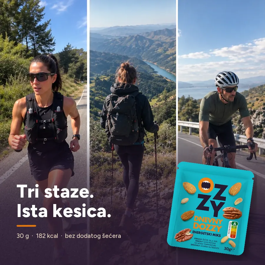 Trčanje, planinarenje i biciklizam, uz kesicu Energetski miks — 30 g, 182 kcal, bez dodatog šećera